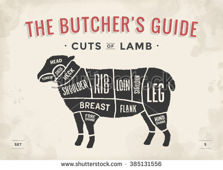 the differint marts of the sheep; each piece of meat has been given a name.