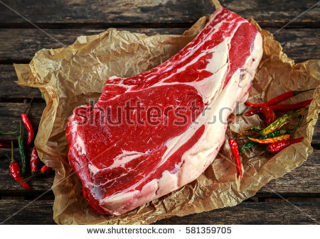A picture of a cut of beef. The meat is raw.
